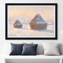 Wheatstacks, Sneeuweffect, Ochtend, door Claude Mo Poster