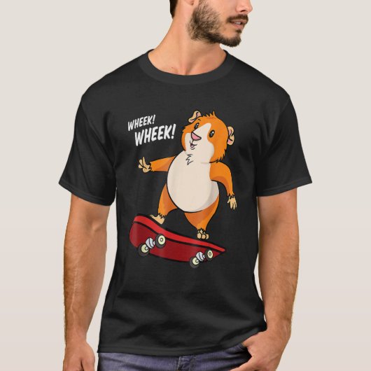 Wheek Wheek Guinea Pig Skateboard Skateboarder T-shirt (Voorkant)