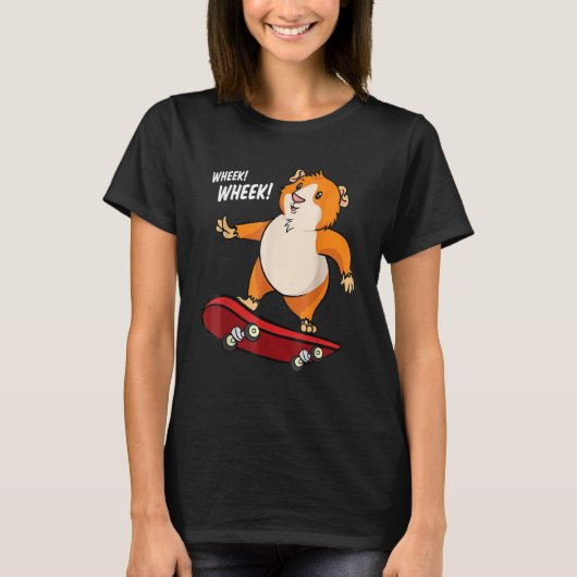 Wheek Wheek Guinea Pig Skateboard Skateboarder T-shirt (Voorkant)