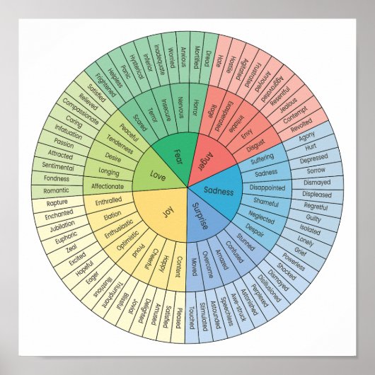 Wheel of emotions and feelings poster (Voorkant)