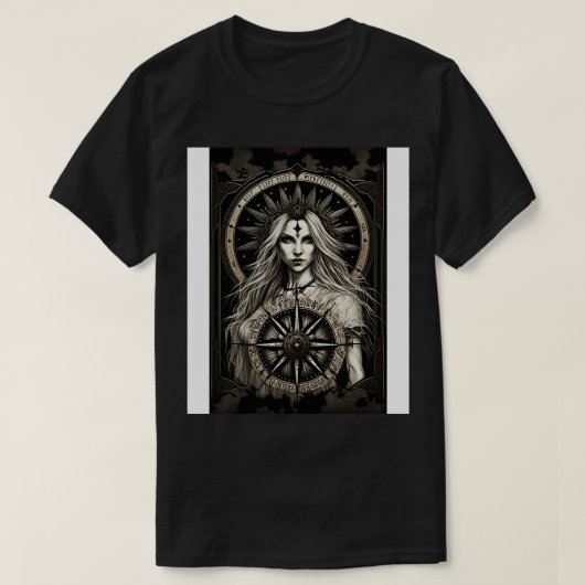 Wheel Of Fortune in een donker occulte gothic stij T-shirt (Design voorkant)
