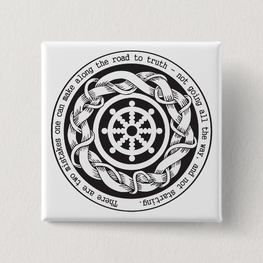 Wheel van de weg naar Truth Dharma Vierkante Button 5,1 Cm (Voorkant)