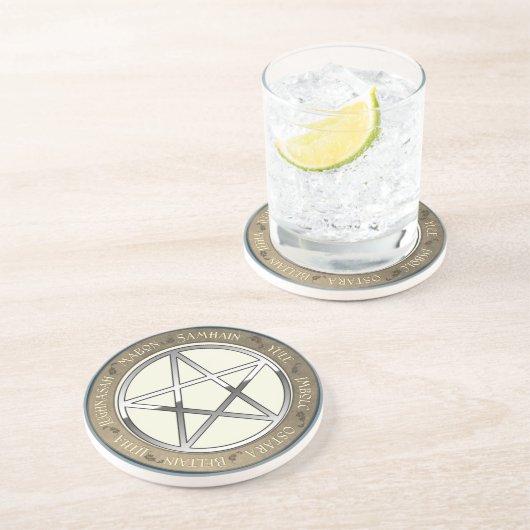 Wheel van het Jaar Pentacle Zandsteen Onderzetter (Zijkant)
