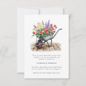 Wheelbarrow Flowers foto begrafenismonument Bedankkaart (Voorkant)