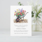 Wheelbarrow Flowers foto begrafenismonument Bedankkaart (Staand voorkant)