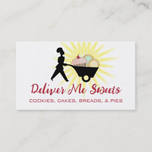 Wheelbarrow Vrouw Baker Giant Sweets Business C... Visitekaartje