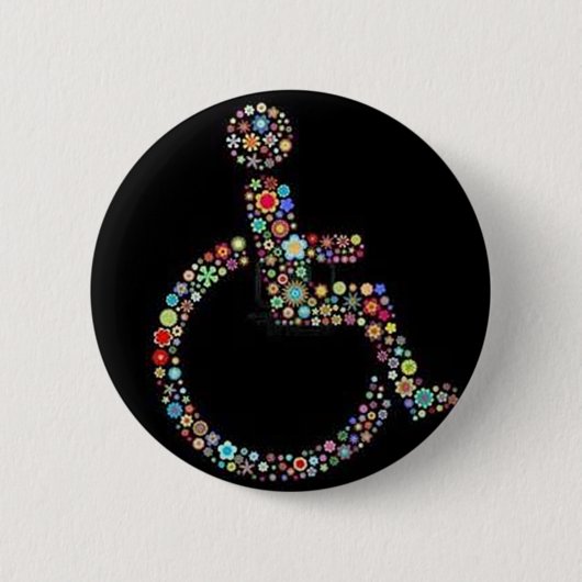 wheelchair_funky_zazzle.jpeg ronde button 5,7 cm (Voorkant)
