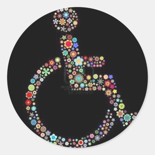 wheelchair_funky_zazzle.jpeg ronde sticker (Voorkant)