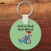 Wheelchair Redheaded Girl in Heels roll Keychain (Voorkant)