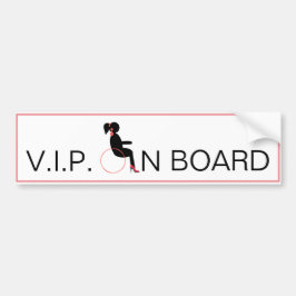 Wheelchair V.I.P On Board Fun Female Pink Bumpersticker