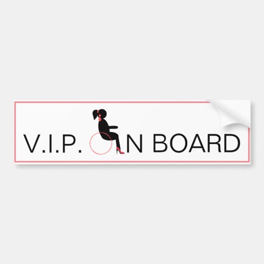 Wheelchair V.I.P On Board Fun Female Pink Bumpersticker (Voorkant)