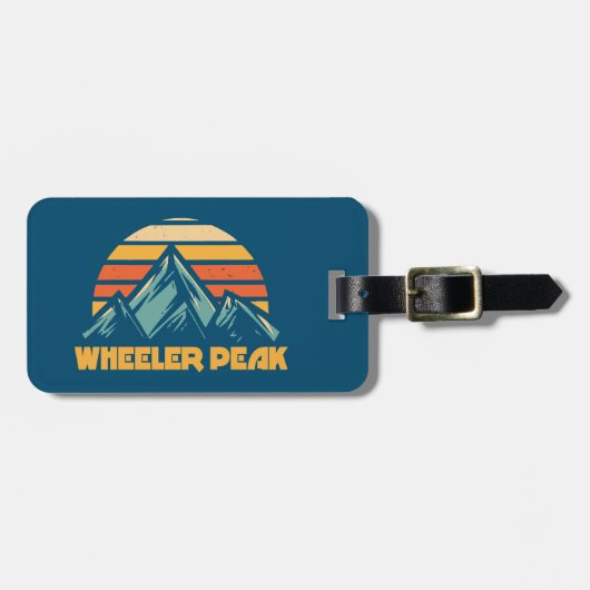 Wheeler Peak New Mexico Retro Turquoise Bagagelabel (Voorkant horizontaal)