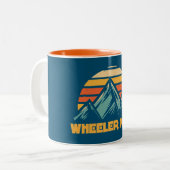 Wheeler Peak New Mexico Retro Turquoise Tweekleurige Koffiemok (Voorkant links)