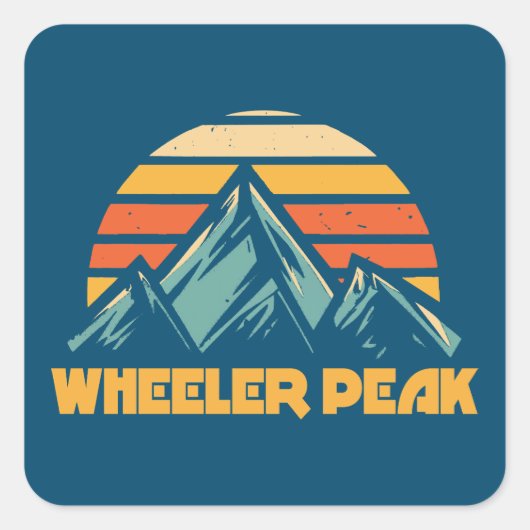 Wheeler Peak New Mexico Retro Turquoise Vierkante Sticker (Voorkant)
