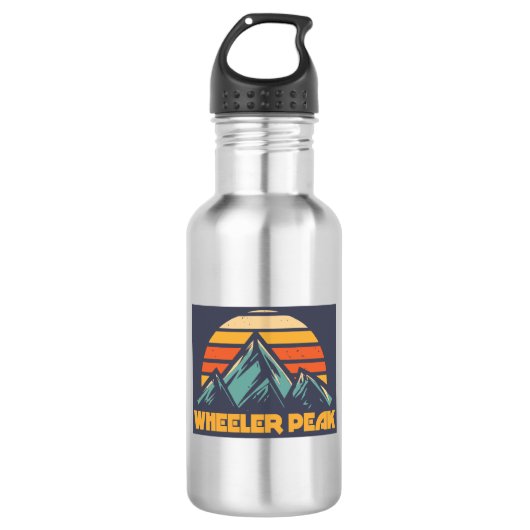 Wheeler Peak New Mexico Retro Turquoise Waterfles (Voorkant)