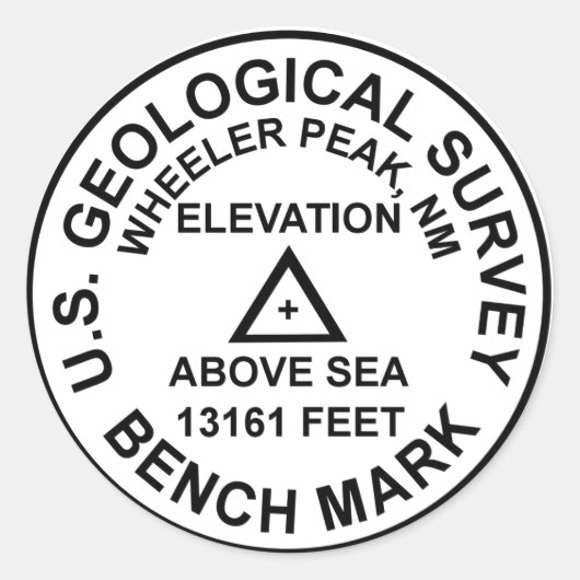 Wheeler Peak USGS Style Benchmark Ronde Sticker (Voorkant)
