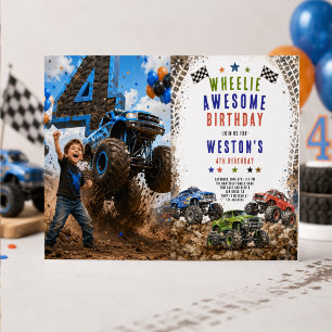 Wheelie Awesome Monster Truck 4e verjaardag jongen Kaart