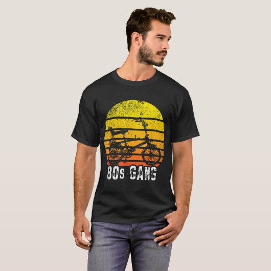 Wheelie Bike High-Riser 80s Biker Gang Hipster Vin T-shirt (Voorkant volledig)