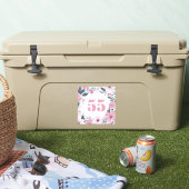 Wheelie Bin House Nummer Pastel Roze Bloemen Sticker (Koeler)