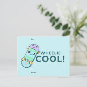 Wheelie Cool! Cute Skateboard Classroom Valentine  Feestdagenkaart (Staand voorkant)