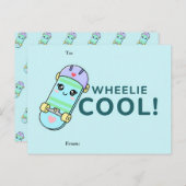 Wheelie Cool! Cute Skateboard Classroom Valentine  Feestdagenkaart (Voorkant / Achterkant)