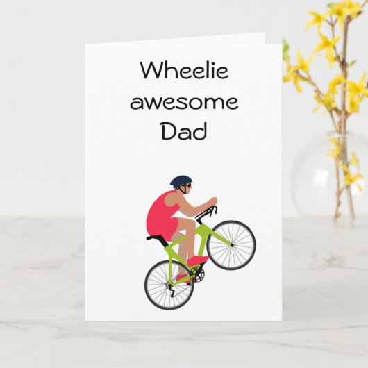 Wheelie geweldige pa grappig fietsen vaderdag kaart (Gele Bloem)