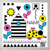 Wheelie Mouse en House Poster - CMYK - personalise (Voorkant)