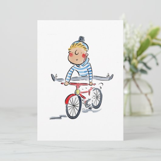 Wheelie op de fiets kaart (Staand voorkant)