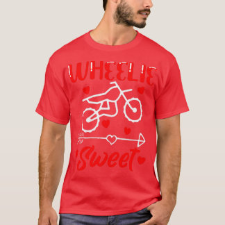 Wheelie Sweet Funny Valentijnsdag Heart Dirt Bike T-shirt