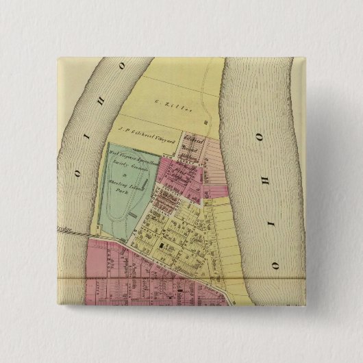 Wheeling Island Vierkante Button 5,1 Cm (Voorkant)