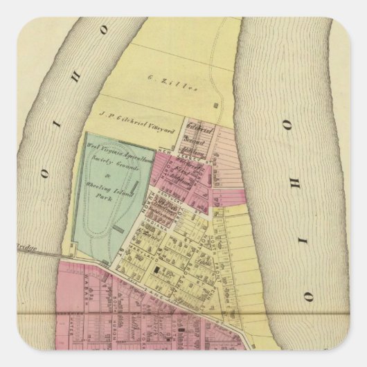 Wheeling Island Vierkante Sticker (Voorkant)