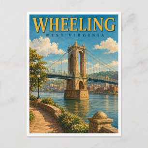 Wheeling West Virginia Hangbrug GeoSaga Briefkaart