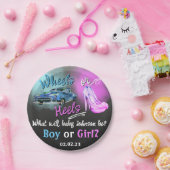 Wheels or Heels gender onthullen papieren bord. Papieren Bordje (Feest)