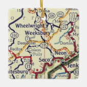 Wheelwright KY Map Keramisch Ornament (Voorkant)