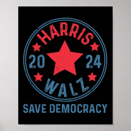 Wheimer 2024 Save Democracy Kamala Harris Tim Walt Poster (Voorkant)