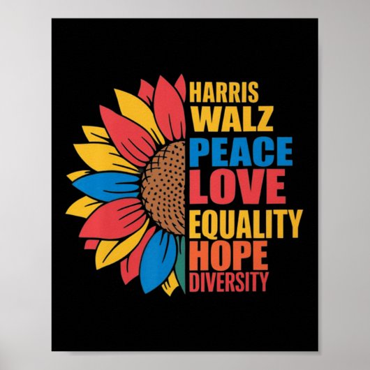 Wheimer Peace Love Equality Hope Diversity Sunflow Poster (Voorkant)