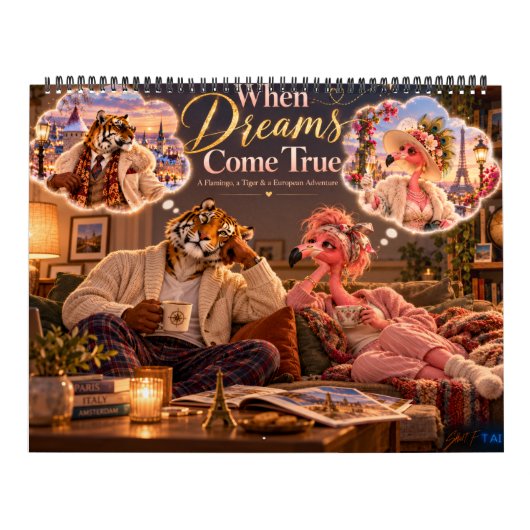 When Dreams Come True – Funny Flamingo & Tiger2027 Kalender (Hoes)