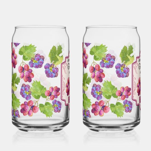 'When Life Gives You Grapes, Make Wine': Chic  Blikvorm Glas (Voorkant)