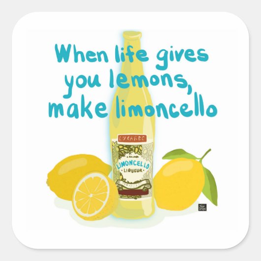 When Life Gives You Lemons - Make Limoncello Vierkante Sticker (Voorkant)