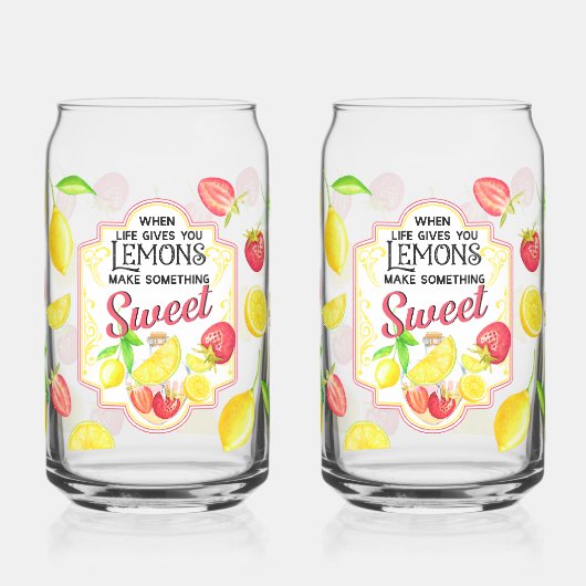 'When Life Gives You Lemons, Make Something Sweet' Blikvorm Glas (Links)