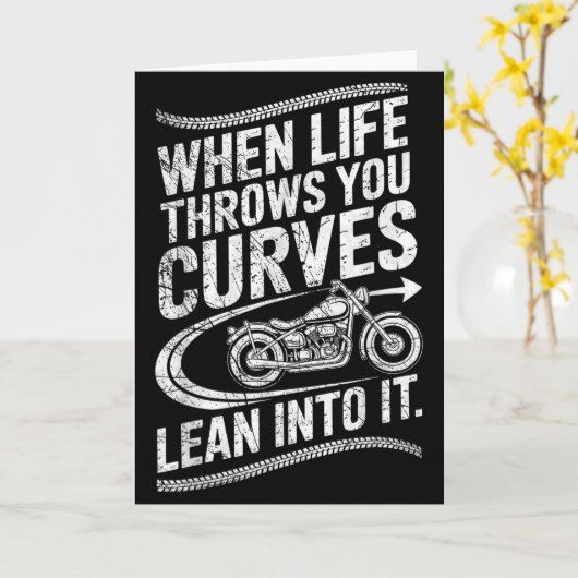 When Life Throws You Curves Lean Into It Motorcycl Kaart (Gele Bloem)