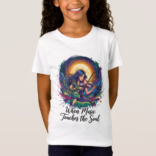 When Music Touches the Soul – Violin Art T-shirt (Voorkant)