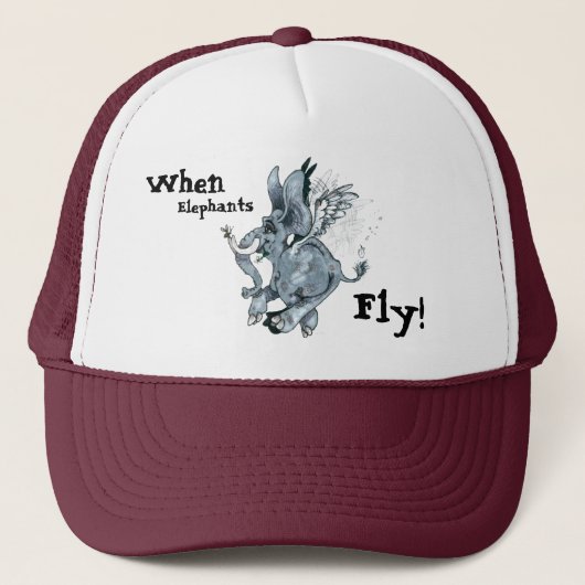 When Olifanten Vliegen!~ Hoed Trucker Pet (Voorkant)