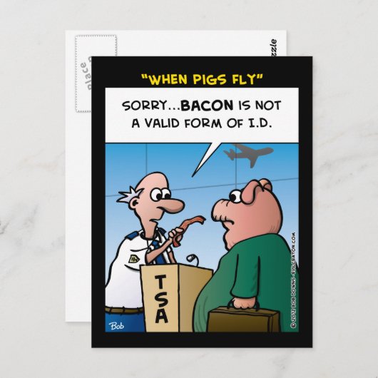 "When Pigs Fly" Briefkaart (Voorkant / Achterkant)