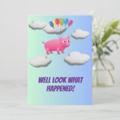 When Pigs Fly, Flying Pig Balloon Party Kaart (Staand voorkant)