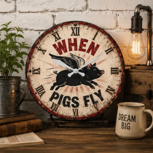 When Pigs Fly Funny Farmhouse Grote Klok