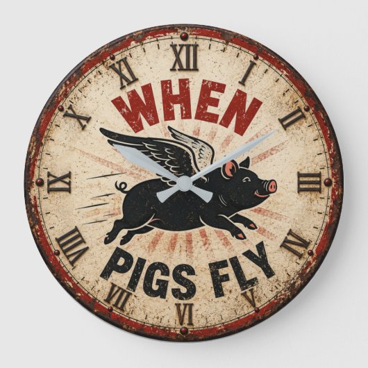 When Pigs Fly Funny Farmhouse Grote Klok (Voorkant)