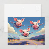 When Pigs Fly Funny Pigs Airport Briefkaart (Voorkant / Achterkant)