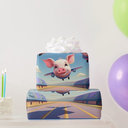 When Pigs Fly Funny Winged Pigs Airplanes Cadeaupapier (Feestgeschenken)