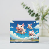When Pigs Fly Funny Winged Pigs Briefkaart (Staand voorkant)